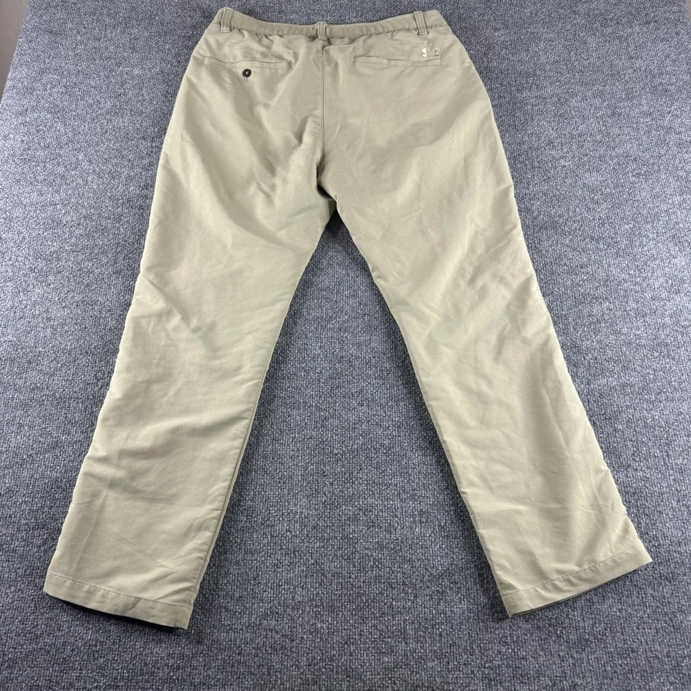 Under Armour Pants Mens 36x29 Beige Khakis Nylon Stretch Golf Pockets UA Logo